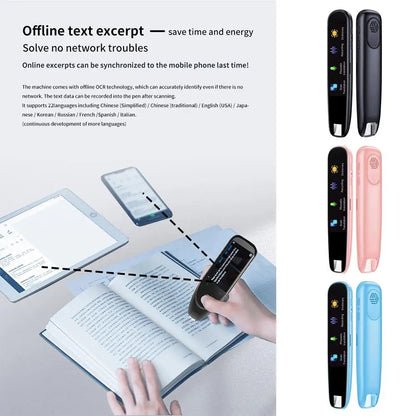 Intelligent Scanning Dictionary Pen Scanner Language Translator Text to Speech Wireless Standalone LCD Touchscreen 12 Languages